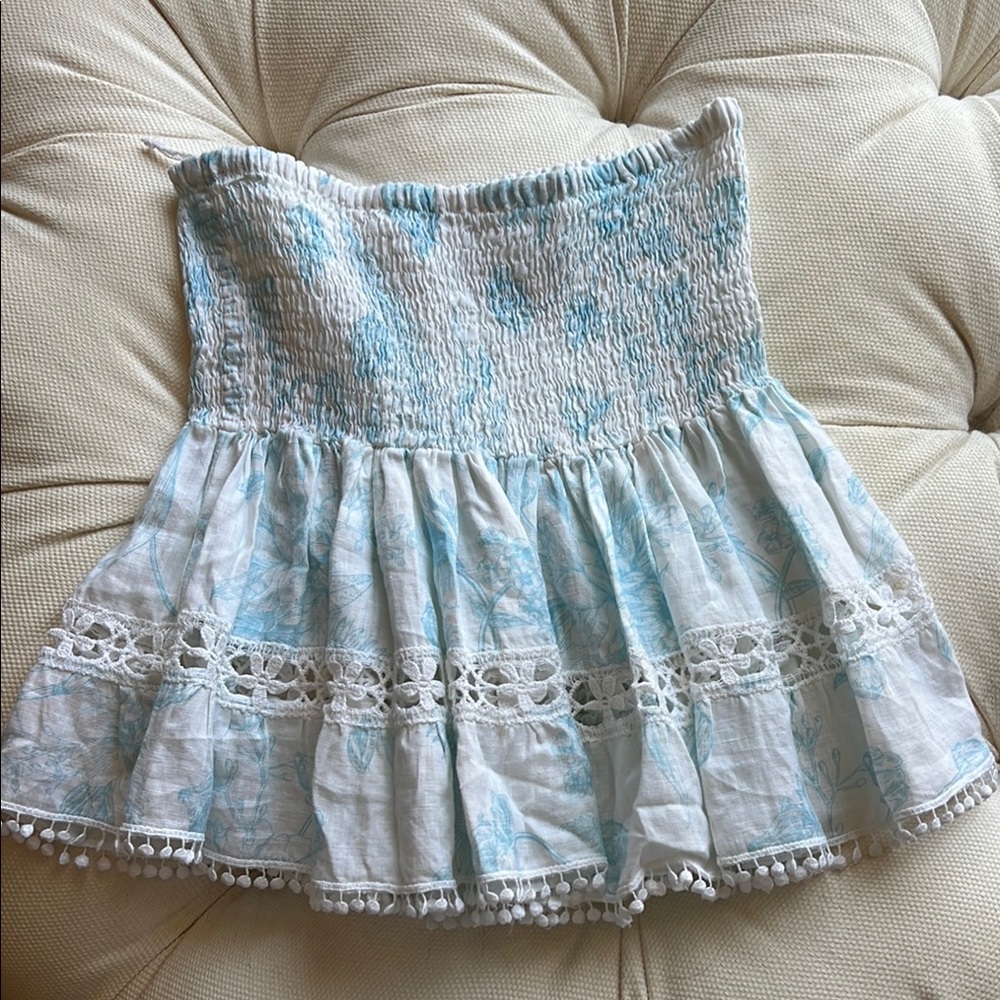 Italy Elegant White and Blue Women's Skirt